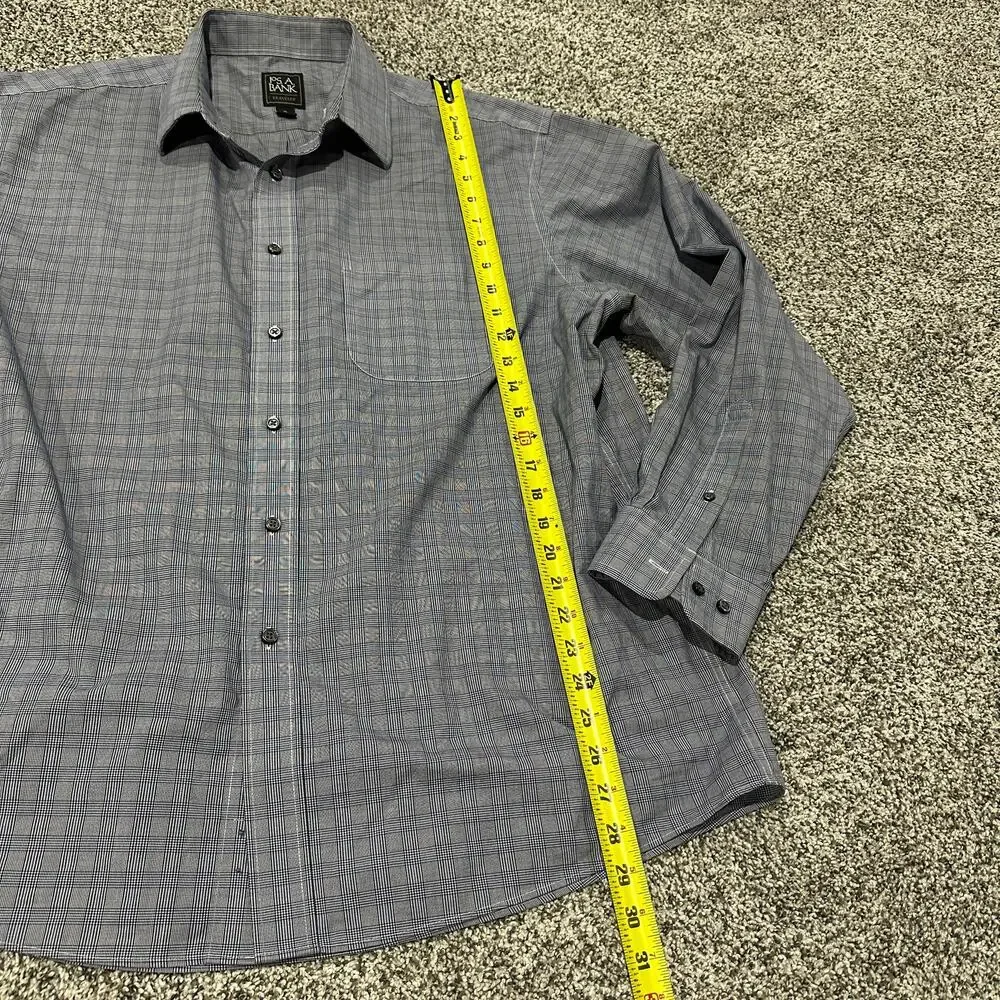 JOS A. BANK Navy Blue Striped Men's 100% Cotton Button Down Long Sleeve, Size XL - Picture 6 of 6